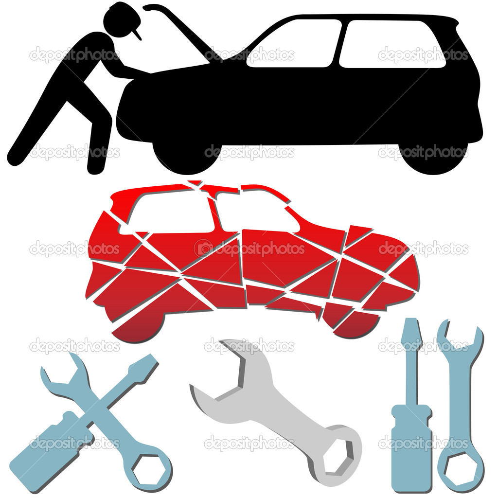 Auto Repair Maintenance Car Mechanic Symbol Set   Stock Vector