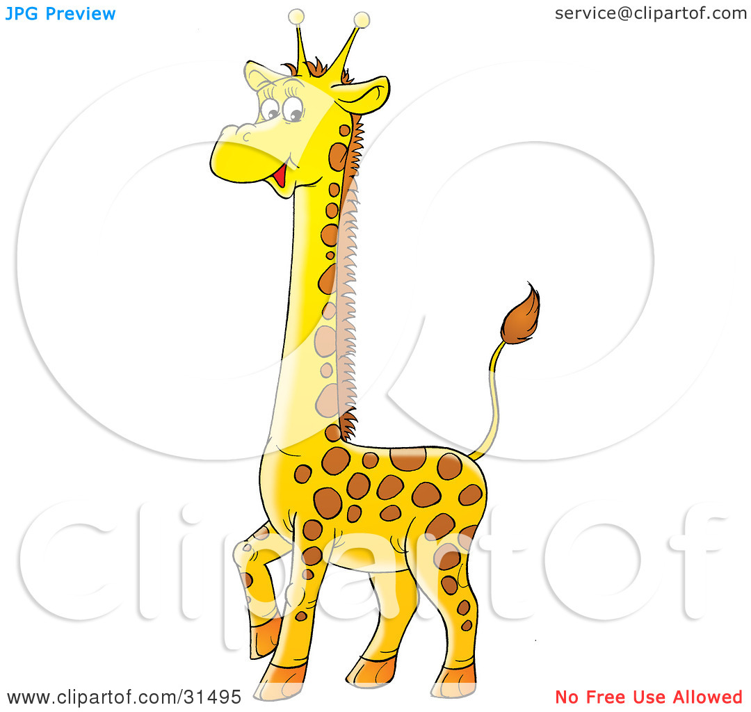 Clipart Illustration Of An Adorable Spotted Baby Giraffe Standing With