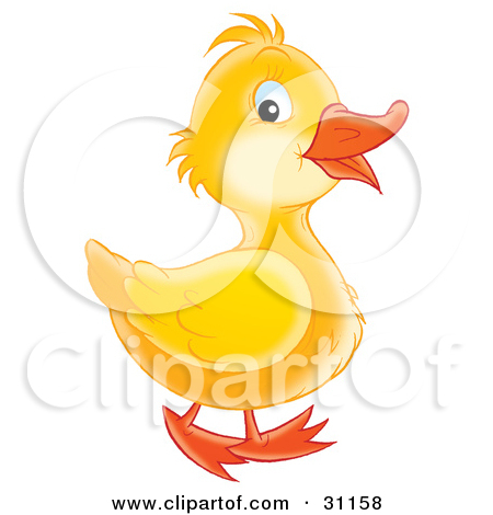 Clipart Illustration Of An Adorable Yellow Duckling Smiling And