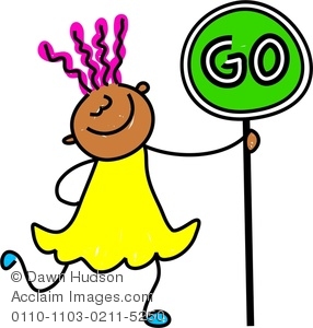 Clipart Image Of Little Girl Holding A Go Sign   Acclaim Stock
