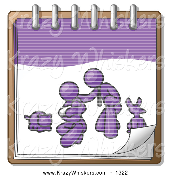 Critter Clipart Of A Purple Family On A Notebook By Leo Blanchette