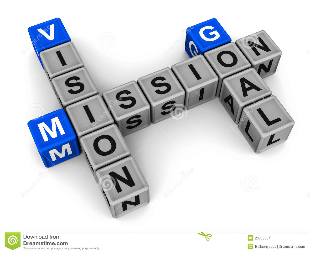 Crossword With Vision Mission Goal Words In Arrangement On White
