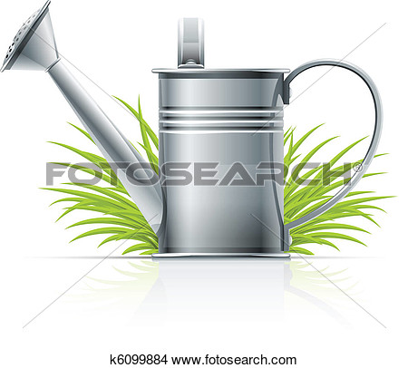 Drawing   Watering Can And Grass  Fotosearch   Search Clip Art
