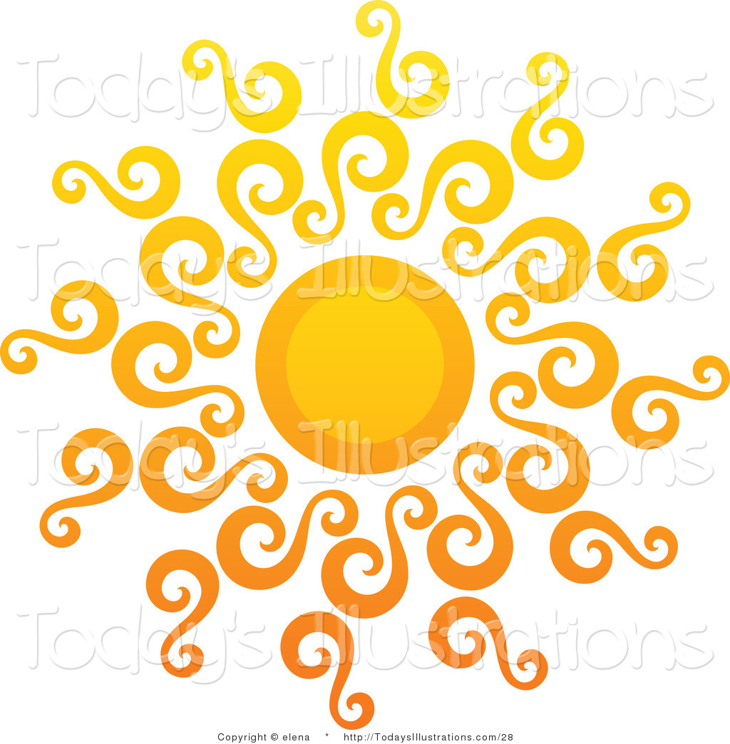 Hot Summer Sun With Yellow And Orange Swirling Rays Hot Summer Sun