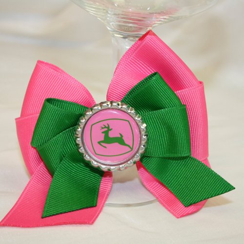 John Deere Hair Bow   Hot Pink And Green Boutique Hair Bow With Joh    