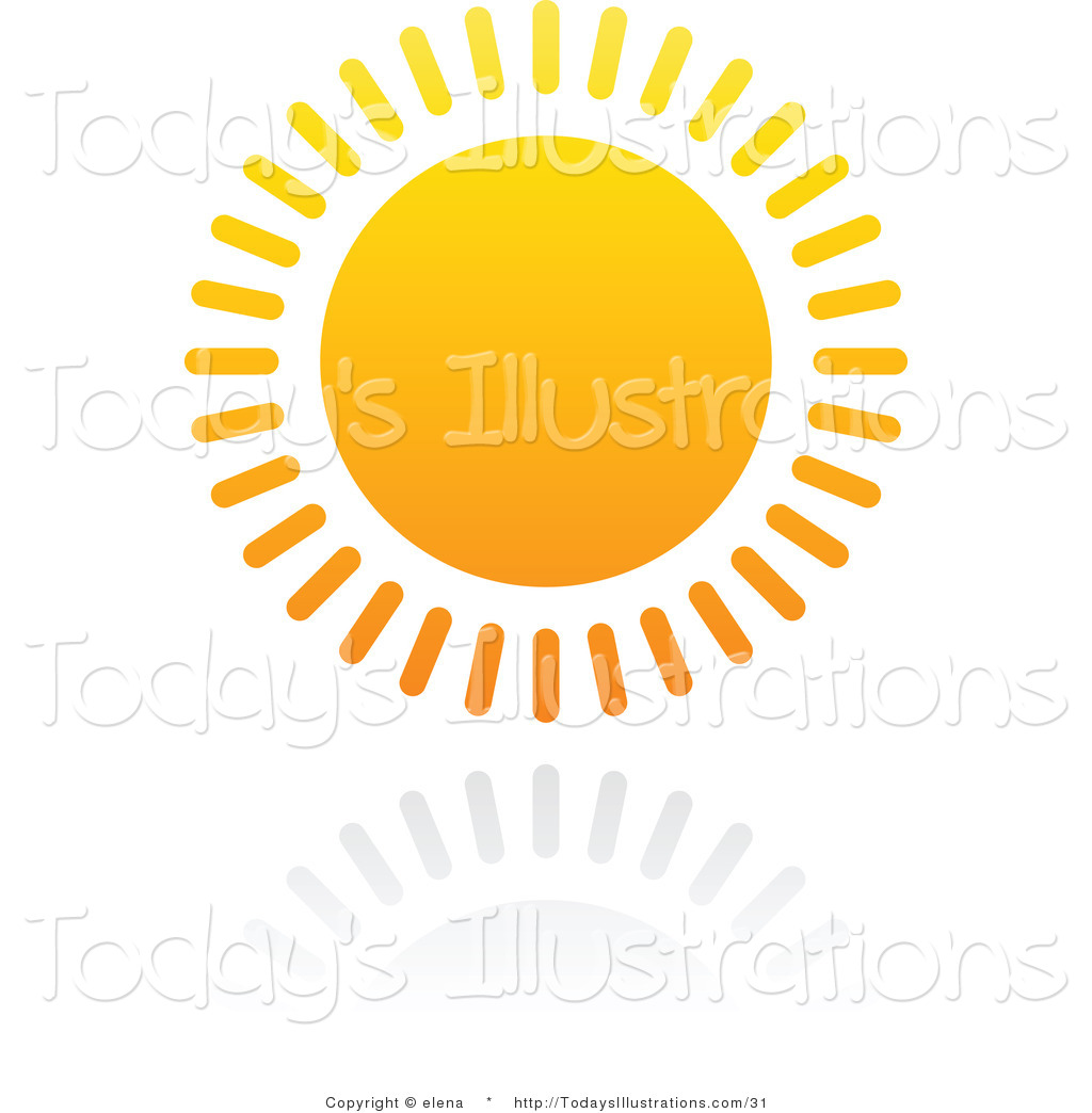 Larger Preview  Clipart Of A Blazing Hot Summer Sun And Its Reflection
