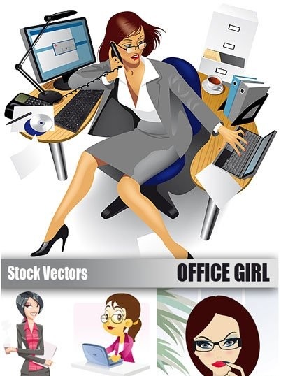 Office Girls Set Of 5 Vector Office Girls With Laptops For Your