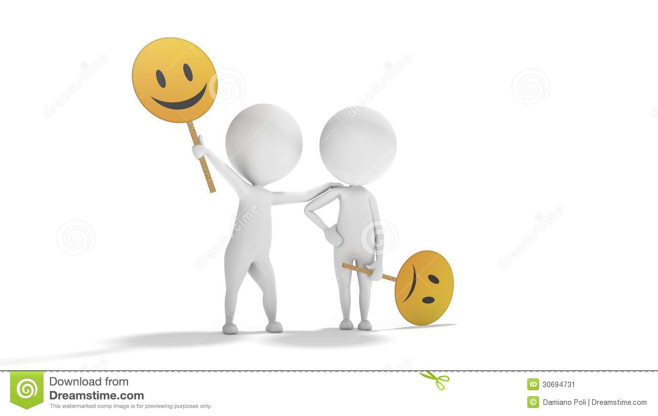 Optimism Versus Pessimism With White 3d People Stock Image   Image    