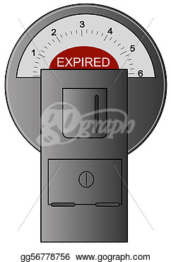 Parking Meter With Red Expired Label  Clipart Drawing Gg56778756