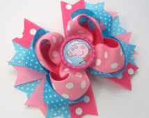 Peppa Pig Pink And Blue Boutique Hair Bows Peppa Pig Hair Bow Baby    