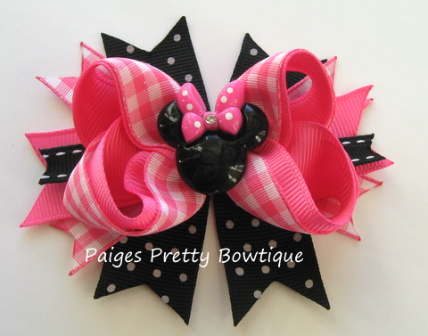 Pink White   Black Minnie Mouse Bow Bowhairbowhair Bowboutique Bow    
