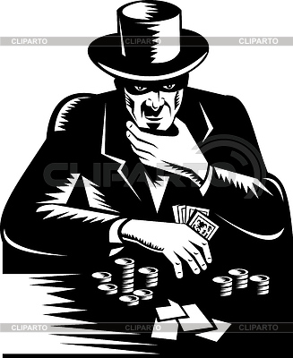 Poker Player Gambler Gambling Retro   Stock Vector Graphics   Cliparto