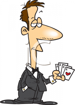 Professional Gambler Holding Four Aces   Royalty Free Clip Art    