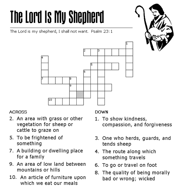 Psalm 23   Crossword Puzzle