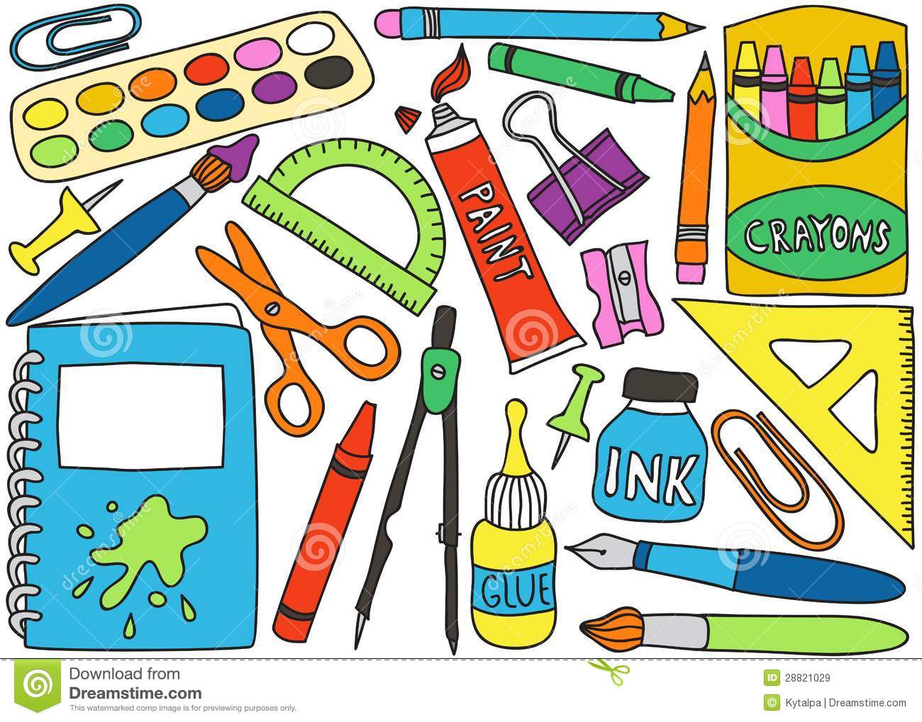 School Supplies Drawings Royalty Free Stock Images   Image  28821029
