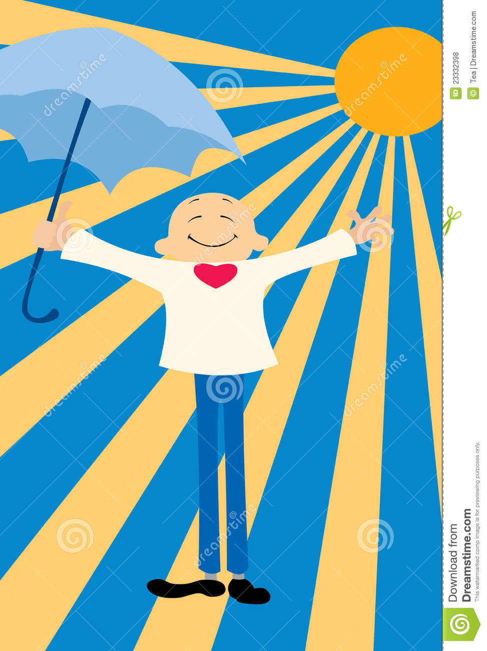 Vector Image Of Happy Optimist With Umbrella After Rain 