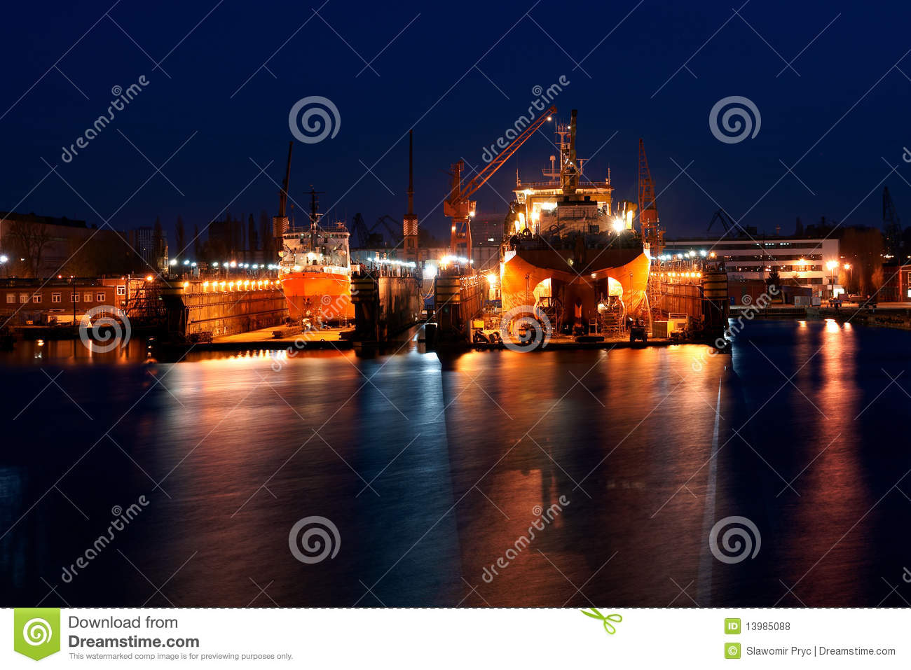 Vessels On The Docks During The Renovation Of The Shipyardganskiej
