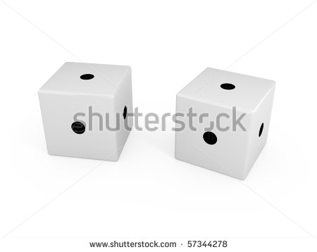 White Dice With One Dot On Each Side Stock Photo 57344278