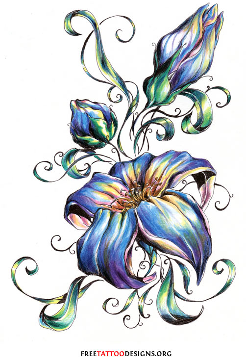 Blue Hawaiian Flower Tattoo Pictures To Pin On Pinterest