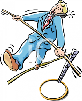      Businessman Walking A Tightrope From Too Much Work Clipart Image Jpg