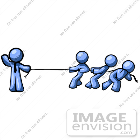 Clip Art Graphic Of A Blue Guy Character Waving While Holding One End