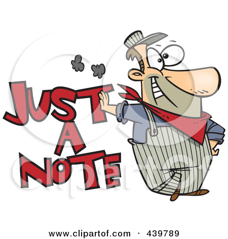 Clip Art Illustration Of A Cartoon Engineer Leaning On Just A Note