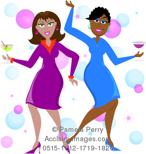 Clip Art Image Of Two Women Having Fun At A Party   Acclaim Stock