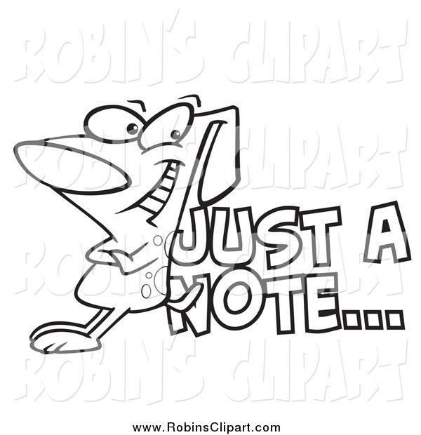 Clip Art Of A Black And White Dog Leaning Against Just A Note Text By