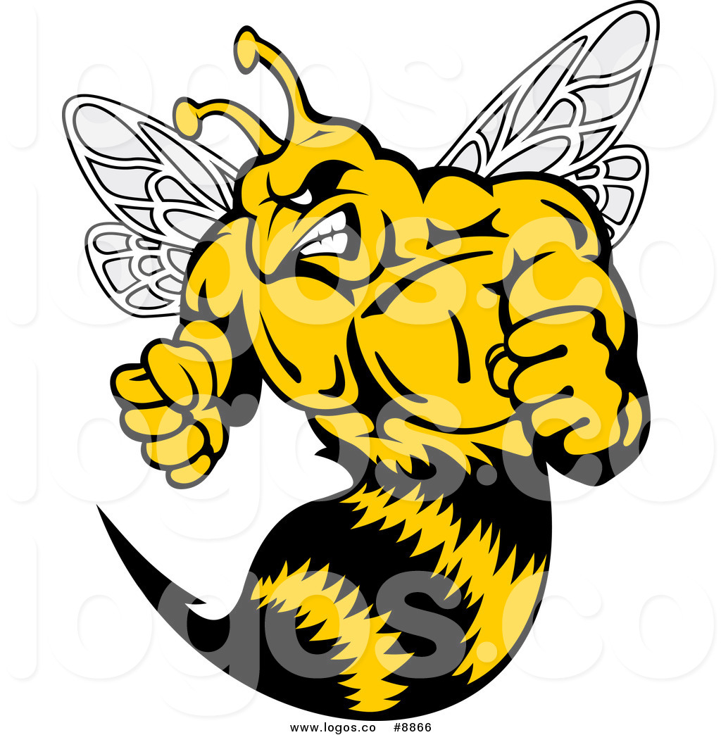 Clip Art Vector Logo Of A Muscular Angry Wasp By Seamartini Graphics