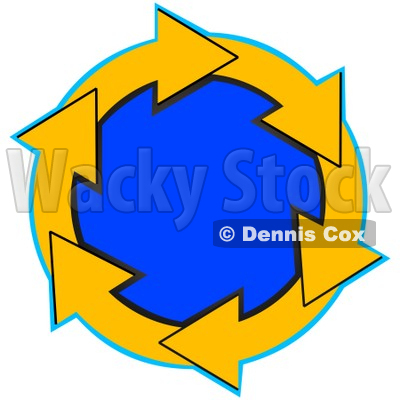 Clipart Illustration Of A Circle Of Yellow Arrows Around A Blue Center
