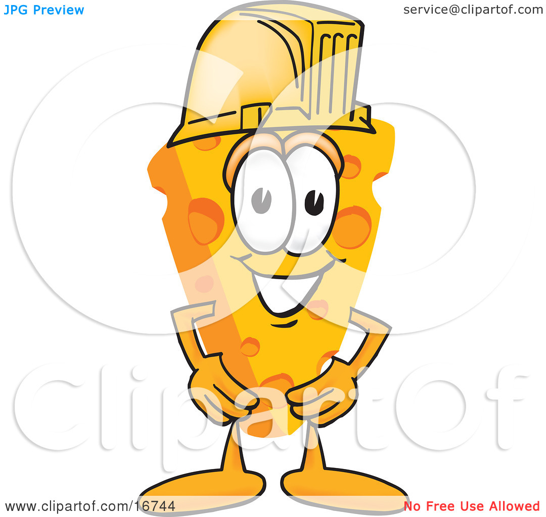 Clipart Picture Of A Wedge Of Orange Swiss Cheese Mascot Cartoon