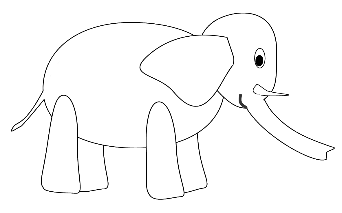 Elephant Sketch Clipart To Color 20 Cm Long Photo    