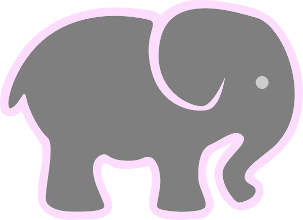 Grey Elephant Light Pink Clip Art At Clker Com   Vector Clip Art
