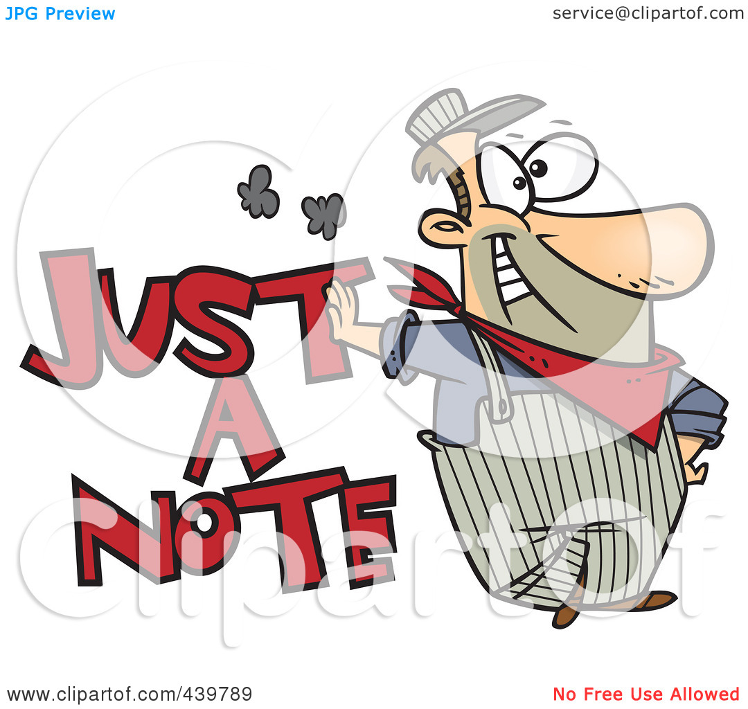 Rf  Clip Art Illustration Of A Cartoon Engineer Leaning On Just A Note