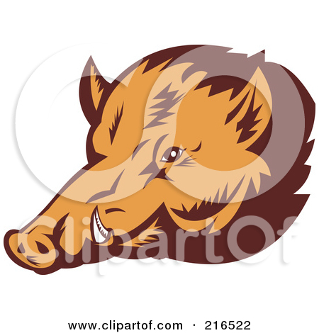 Royalty Free  Rf  Clipart Illustration Of A Wild Pig Face By