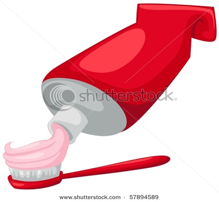 Toothbrush With Toothpaste And Tube   Vector Clipart Illustration