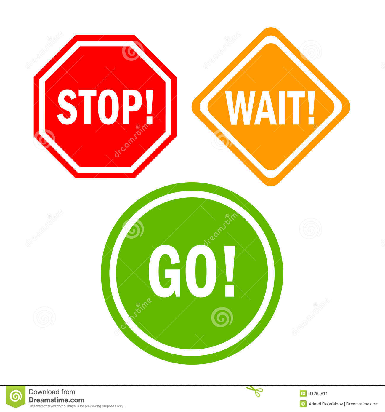 Waiting Sign Clipart Stop Wait Go Sign Stock Image