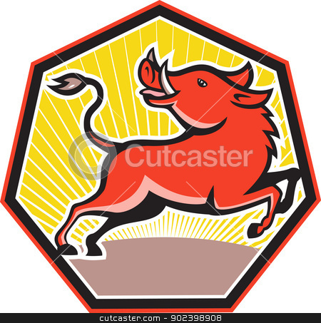 Wild Pig Razorback Hog Stock Vector Clipart Illustration Of Wild Hog