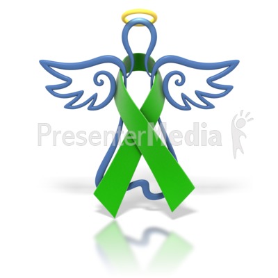 Angel Outline Green Ribbon   Signs And Symbols   Great Clipart For    