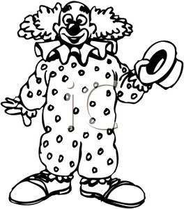 Black And White Clown Tipping A Top Hat   Royalty Free Clipart Picture