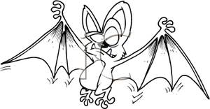 Black And White Silly Bat   Royalty Free Clipart Picture