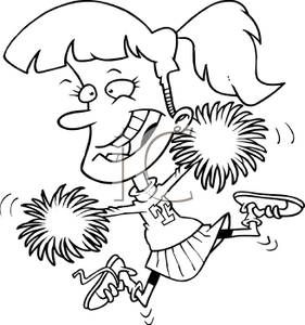 Black And White Silly Cheerleader   Royalty Free Clipart Picture