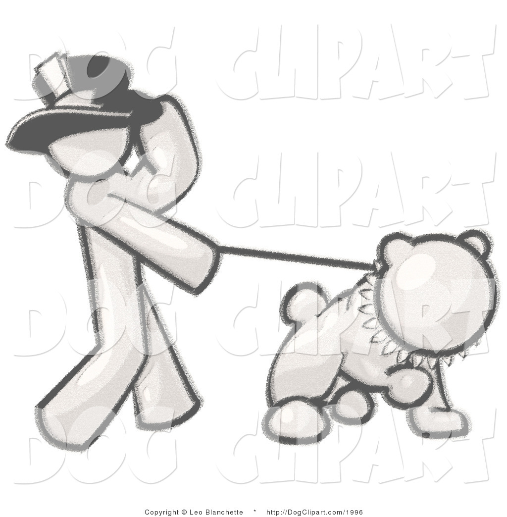 Character Wearing A Hat And Walking A Bulldog With A Spiked Collar