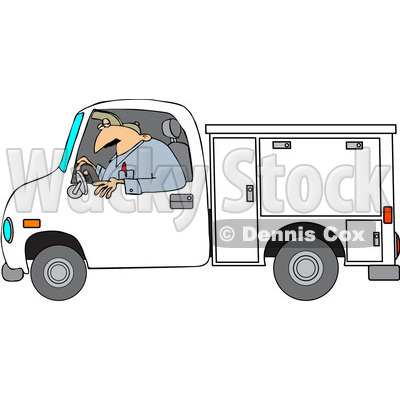 Clipart Worker Driving A Utility Truck   Royalty Free Vector    