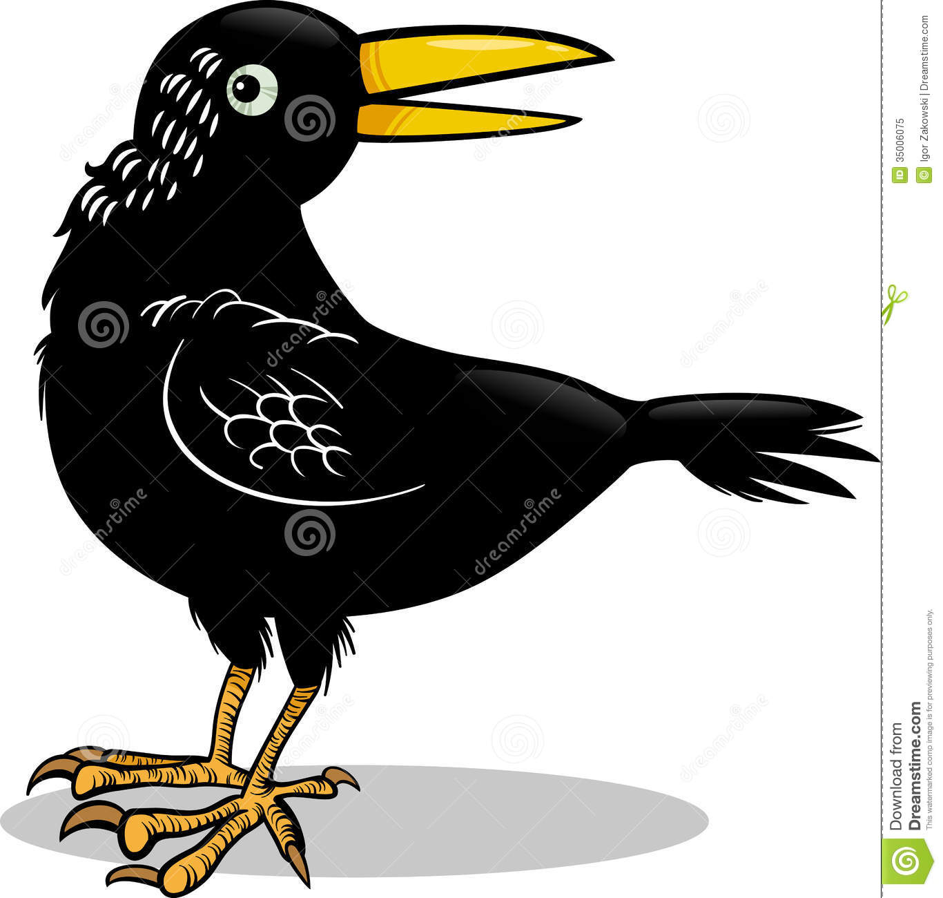 Crow Or Raven Bird Cartoon Illustration Royalty Free Stock Photo