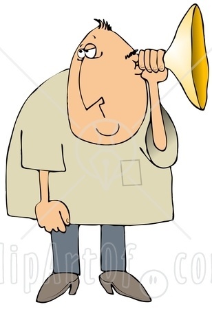 Ear Trumpet To His Ear To Amplify His Hearing Clipart Illustration Jpg