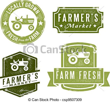 Eps Vectors Of Vintage Fresh Farmers Market Stamps   A Collection Of