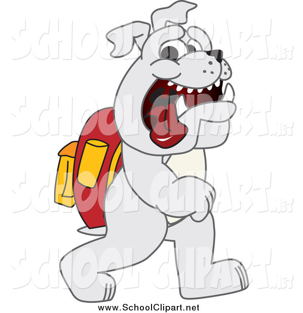 Gray Bulldog Student Walking To School School Clip Art Toons4biz