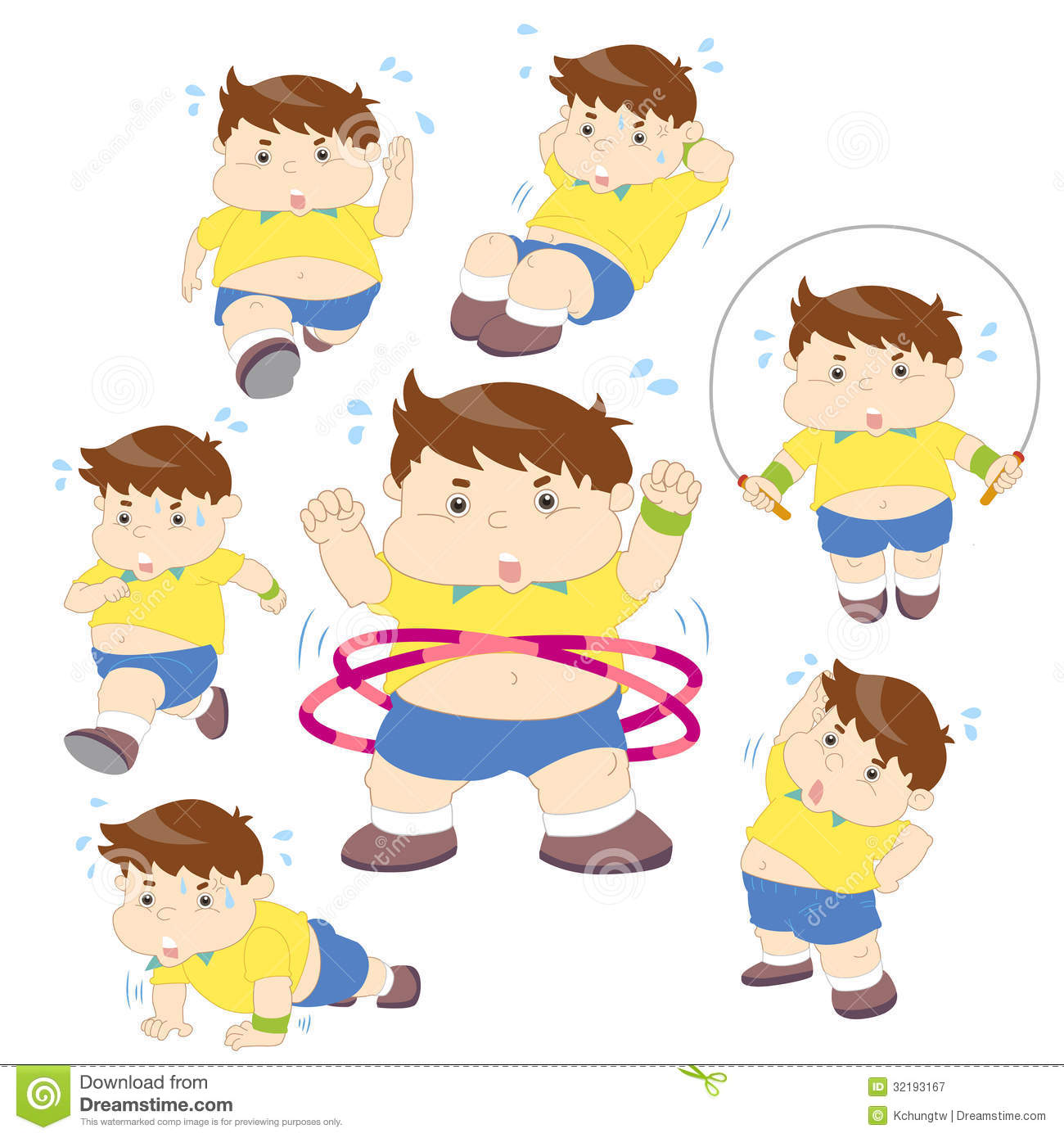 Illustration Of Overweight Boy Fitness Collection Royalty Free Stock