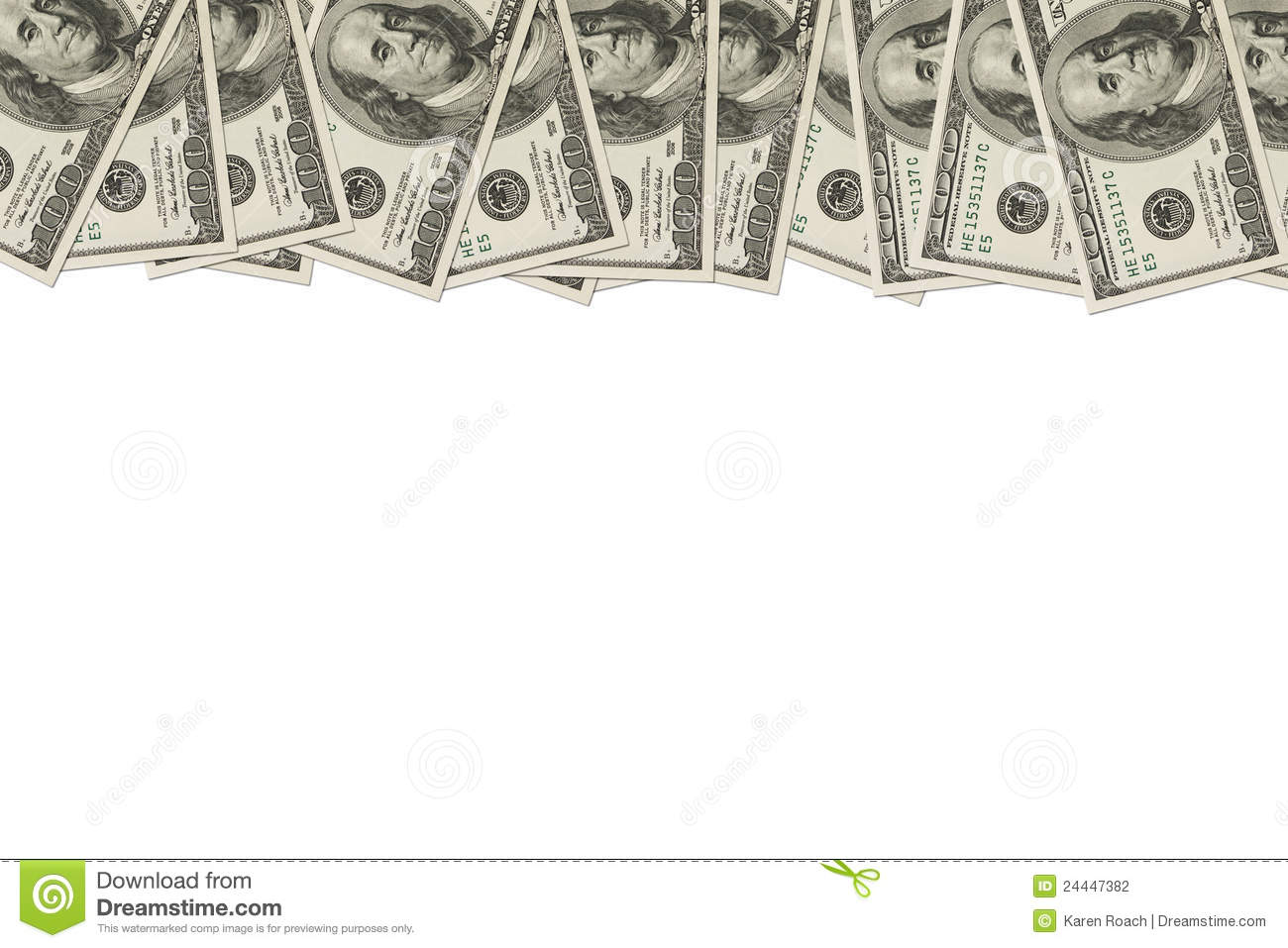 Money On White With Copy Space Money Border Of Hundred Dollar Bills
